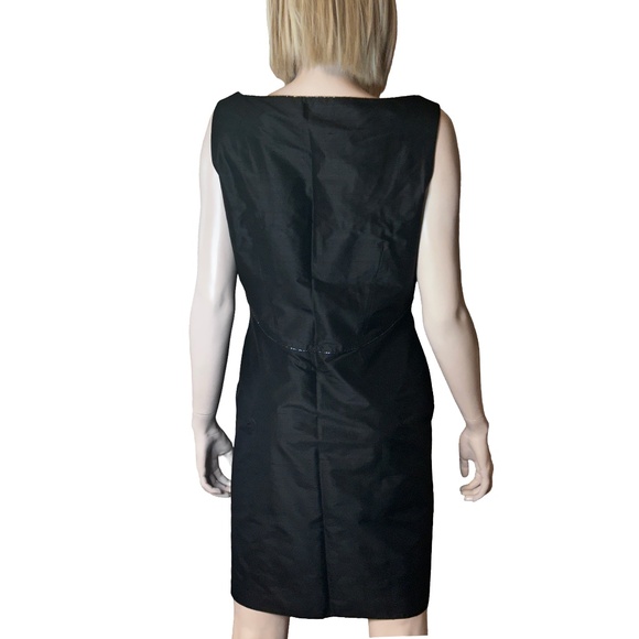 Tahari 100% Silk Little Black Dress Cocktail Beading Detail Square Neckline NWOT - Picture 11 of 14